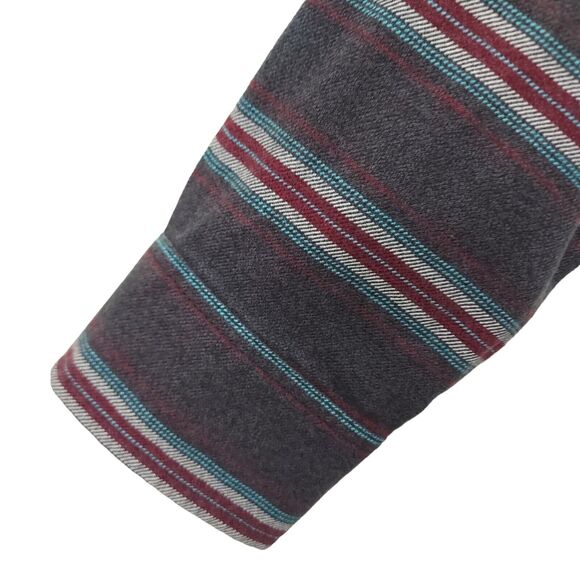 Vans Mens Flannel Shirt Medium Gray Striped Button Up Long Sleeve 100% Cotton - Picture 10 of 13